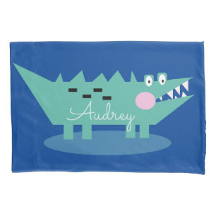 Cojín Funda de almohada con nombre de caimán azul
