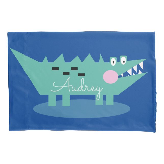 Cojín Funda de almohada con nombre de caimán azul (Anverso)