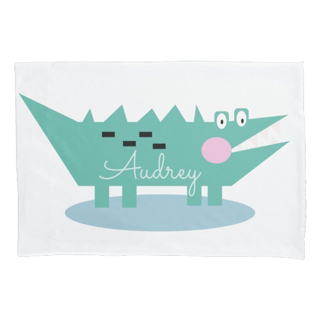 Cojín Funda de almohada con nombre de caimán lindo (Anverso)