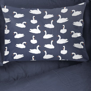 Cojín Funda de almohada con patrón de cisne azul moderno