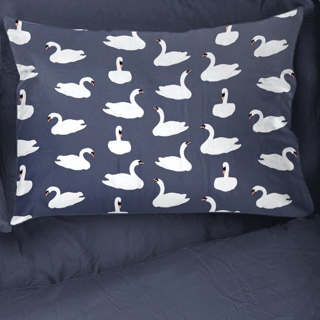 Cojín Funda de almohada con patrón de cisne azul moderno (Swan Pillow)