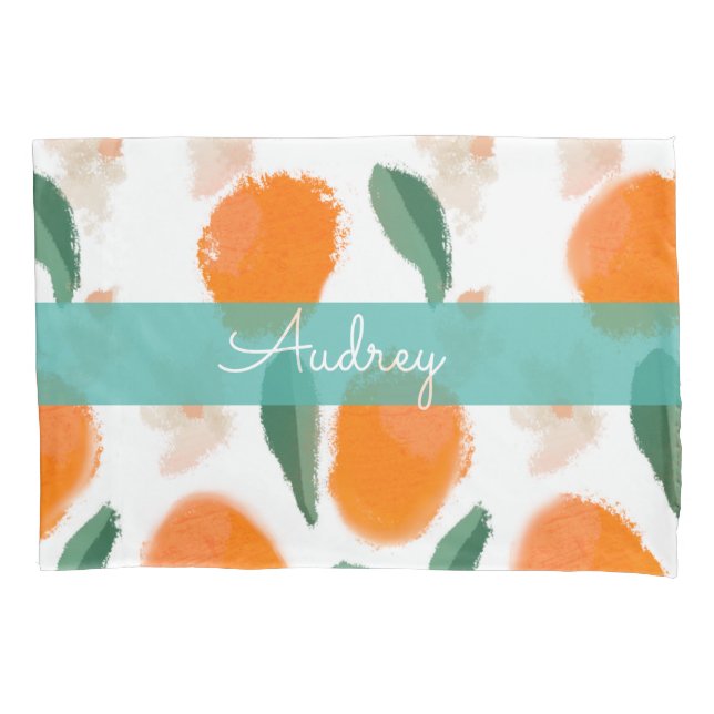 Cojín Funda de Almohada con Patrón de Naranja Cítrica y  (Anverso)