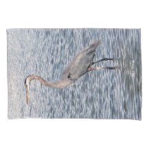 Funda de almohada de agua de la garza azul