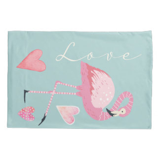 Cojín Funda de almohada de amor de flamenco rosa