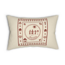 Funda de almohada de arte warli tradicional