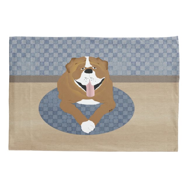 Cojín Funda de almohada de Bulldog inglés (Reverso)