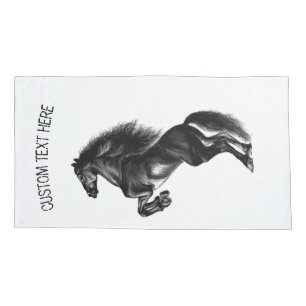 Cojín Funda de almohada de caballos erguidos con texto P