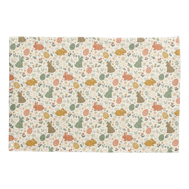 Cojín Funda de almohada de conejitos de primavera dibuja (Reverso)