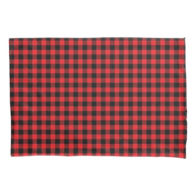 Cojín Funda de almohada de cuadros de búfalo rojo (Anverso)