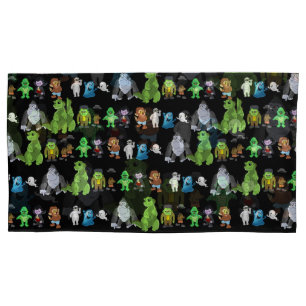 Cojín Funda de almohada de diez pequeños monstruos (negr