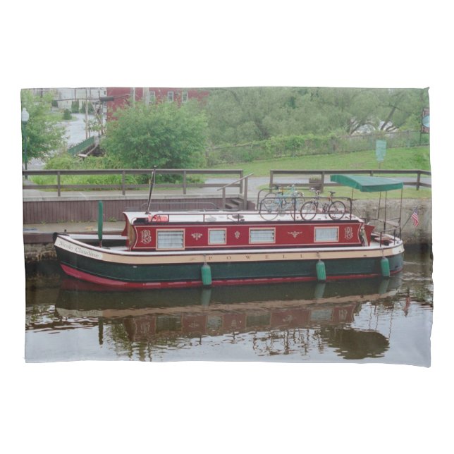 Cojín Funda de almohada de Erie Canal Boat (Anverso)
