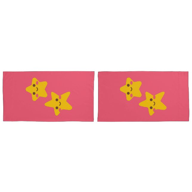 Cojín Funda de almohada de estrellas sonrientes (Anverso - Set)