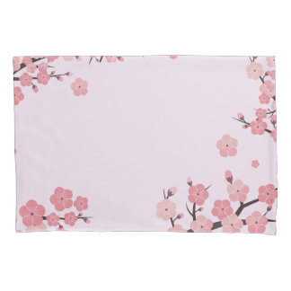 Cojín Funda de almohada de flores de sakura florecidas