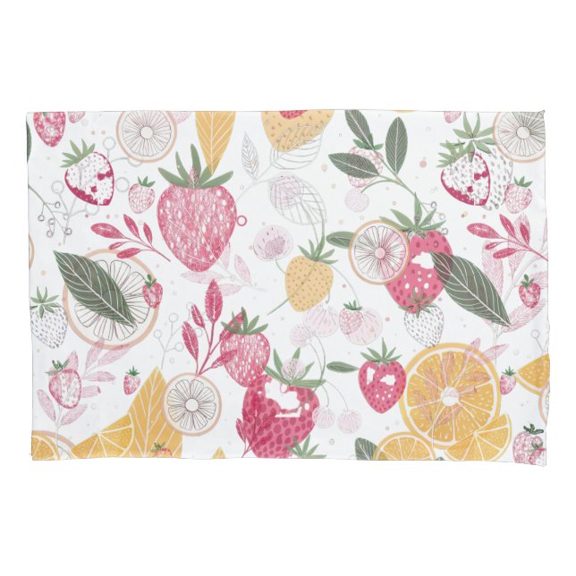 Cojín Funda de almohada de frutas cítricas de fresa (Anverso)