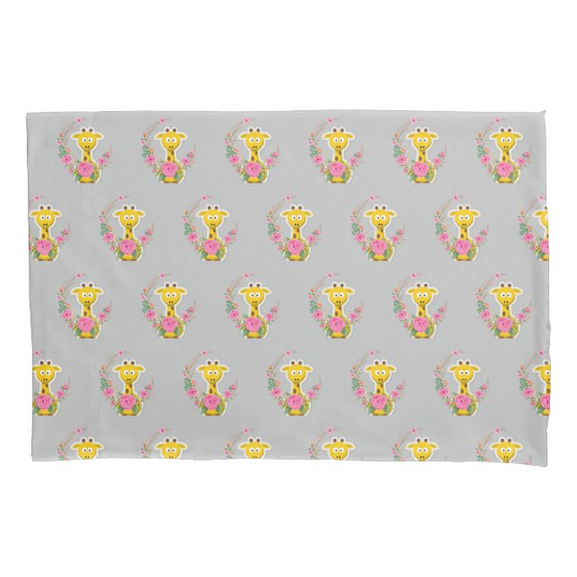 Cojín Funda de almohada de girasol, jirafa floral (Anverso)