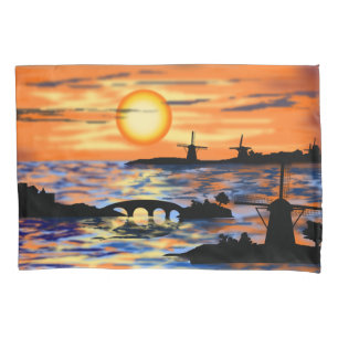 Cojín Funda de almohada de la salida del sol del mar