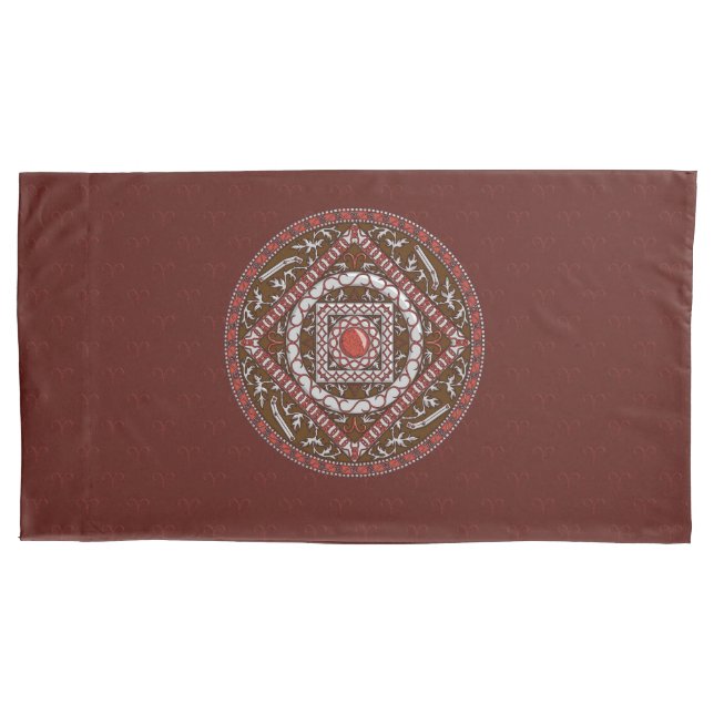 Cojín Funda de almohada de mandala de Aries (Anverso)