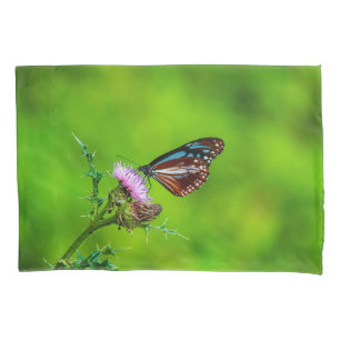 Cojín Funda de almohada de mariposa de flor morado