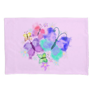 Cojín Funda de almohada de mariposas acuarela