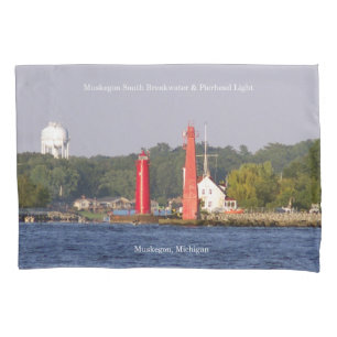Cojín Funda de almohada de Muskegon Entrance Lights