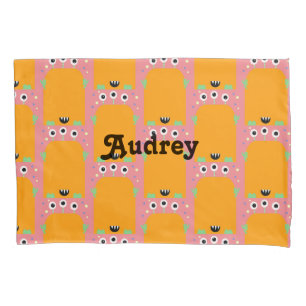 Cojín Funda de almohada de nombre de naranja de monstruo