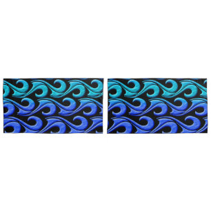 Cojín funda de almohada de ondas azules