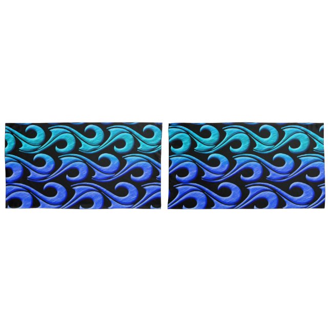 Cojín funda de almohada de ondas azules (Anverso - Set)