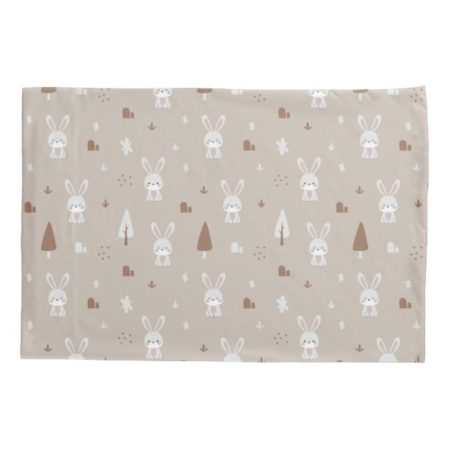 Cojín Funda de almohada de patrón de conejo adorable (Reverso)
