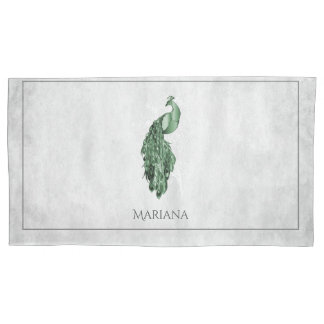 Cojín Funda de almohada de pavo real elegante y verde