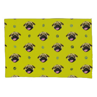 Cojín Funda de Almohada de Pug Amarillo
