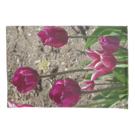 Cojín Funda de almohada de tulipanes morados