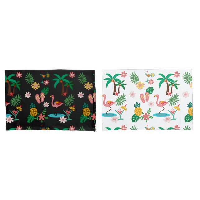 Cojín Funda de almohada del collarín tropical (fondo dif (Anverso - Set)