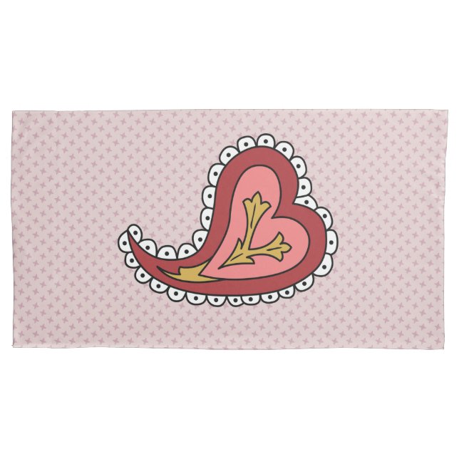 Cojín funda de almohada del corazón de Paisley (Anverso)