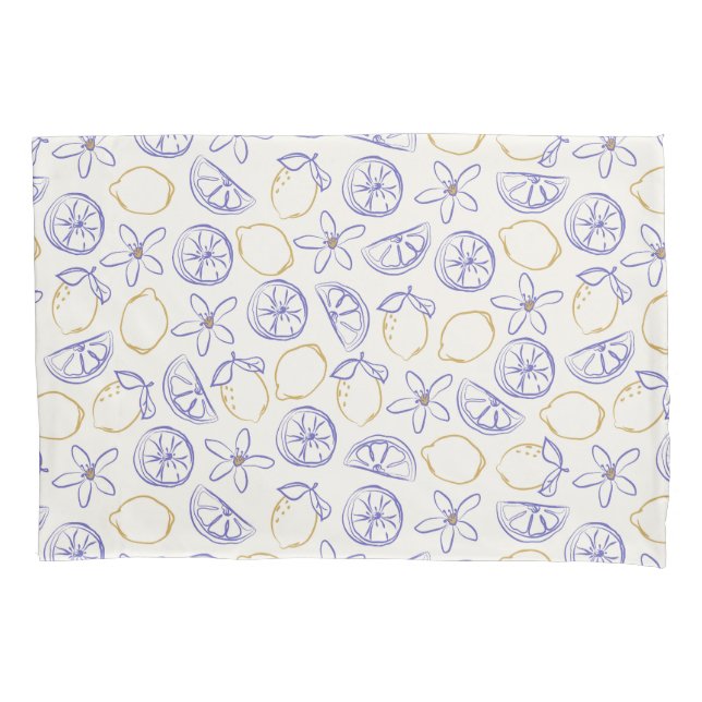 Cojín Funda de almohada del patrón de doodle de limón (Anverso-izquierdo)