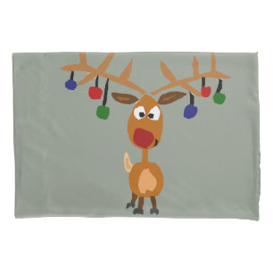 Cojín Funda de almohada divertida del navidad del reno