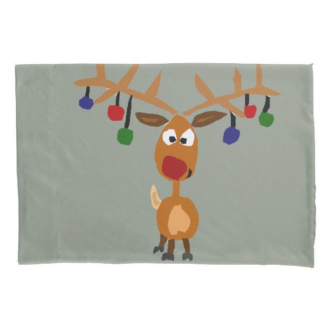 Cojín Funda de almohada divertida del navidad del reno (Anverso)
