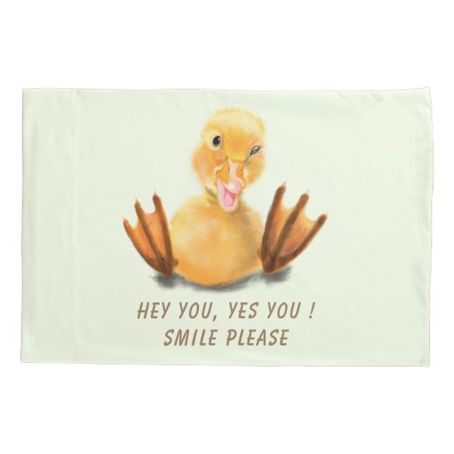 Cojín Funda de almohada divertida del pato amarillo feli (Reverso)