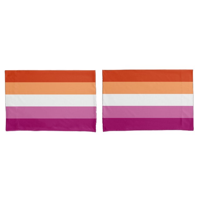 Cojín Funda de almohada estándar de bandera lesbiana (Anverso - Set)