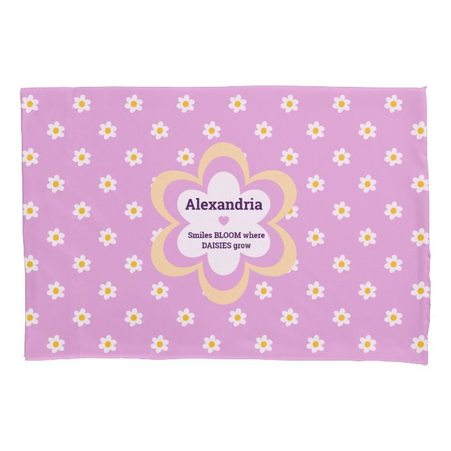 Cojín Funda de almohada estándar de margarita rosa en ca (Anverso)
