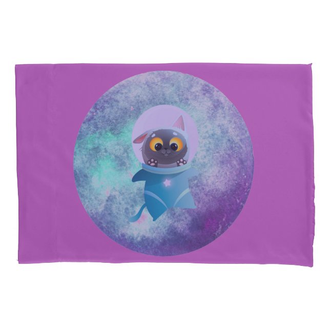 Cojín Funda de almohada estándar individual Space Cat (Anverso)