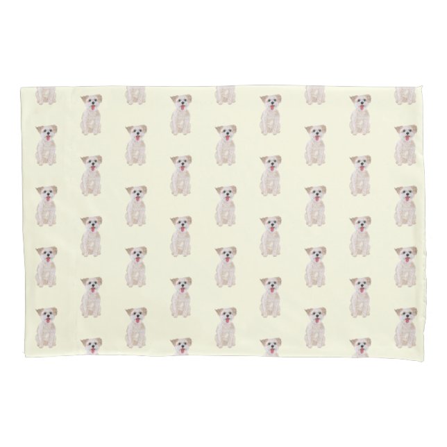 Cojín Funda de Almohada Estándar para Perro Morkie (Anverso)