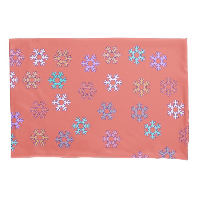 Cojín Funda de Almohada Feliz Copos de Nieve (Anverso)