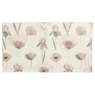 Cojín Funda de Almohada Floral Acuarela Suave para Rey P