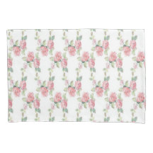 Funda de almohada floral de rosa rosa con hojas ve