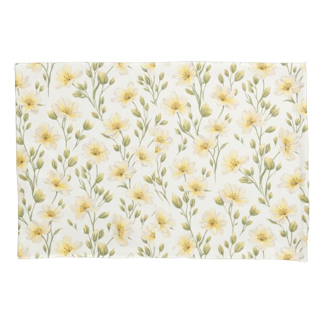 Cojín Funda de Almohada Floral Pintada a Mano (Anverso)