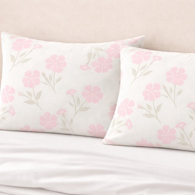 Cojín Funda de Almohada Floral Rosa Suave (Close Up View)