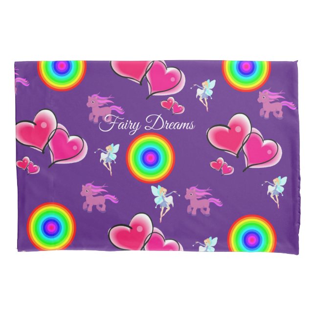 Cojín Funda de Almohada Hadas Sueños Morados (Anverso)