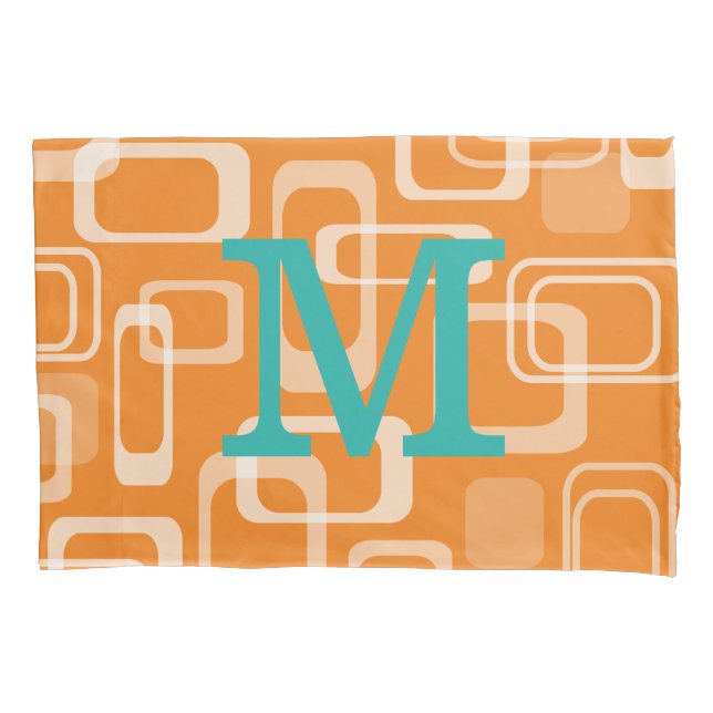 Cojín funda de almohada monogramada de impresión retro n (Anverso)