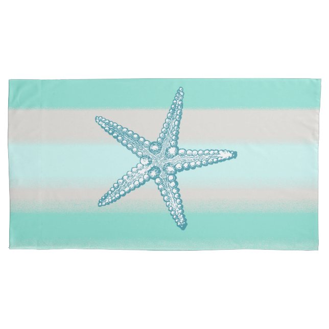 Cojín Funda de almohada náutica de las estrellas de mar (Anverso)
