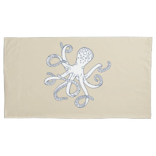 Cojín Funda de almohada náutica del pulpo de la vida